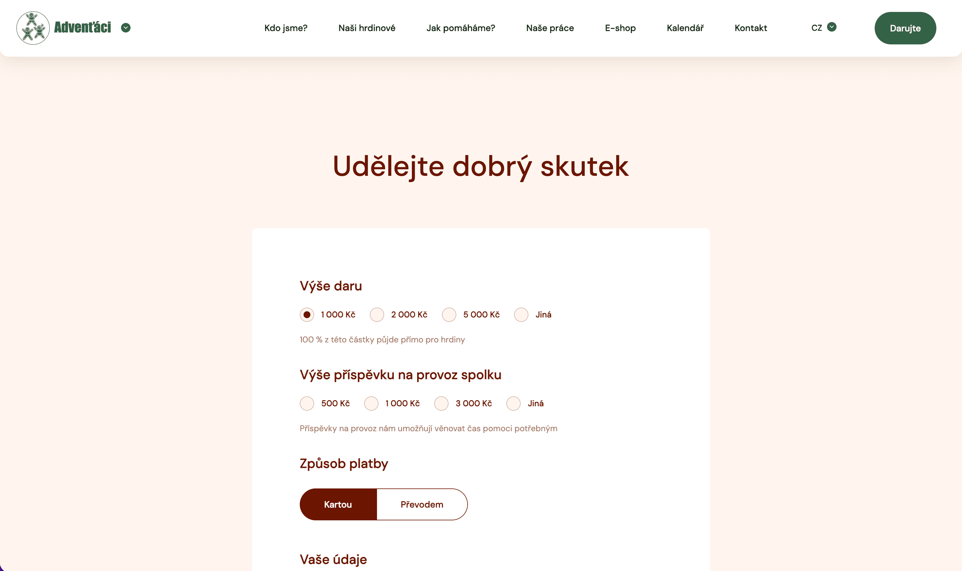 product screenshot - registration, donations and the leaderboard